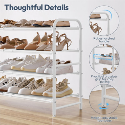 Yaheetech White 4 Tier Expandable Iron Mesh Wire Shoe Rack for Hallway