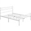 Yaheetech White 4ft6 Double Metal Bed Frame with Curved Design Headboard and Footboard