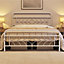 Yaheetech White 4ft6 Double Metal Bed Frame with Sparkling Star Design Headboard and Footboard
