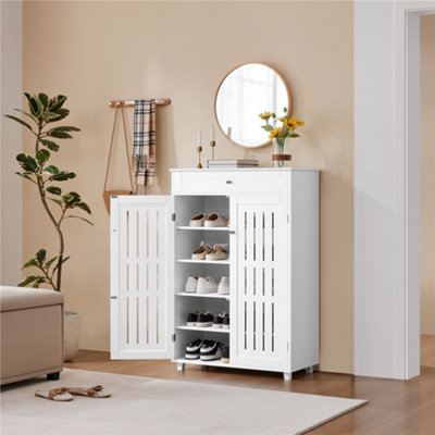 Yaheetech White 5-Tier Shoe Storage Cabinet with Louvered Door