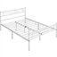 Yaheetech White 5ft King Metal Bed Frame with Cloud-inspired Design Headboard