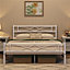 Yaheetech White 5ft King Metal Bed Frame with Curved Design Headboard and Footboard