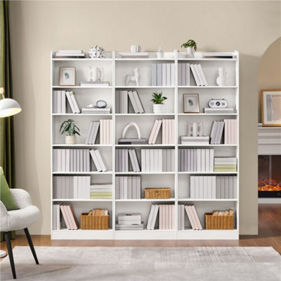 Yaheetech White 7 Layer Modern Open Shelf Bookcase with Top Open Compartment