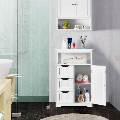 Buy Yaheetech White Bathroom Floor Cabinet Storage Organizer w/ Drawers ...