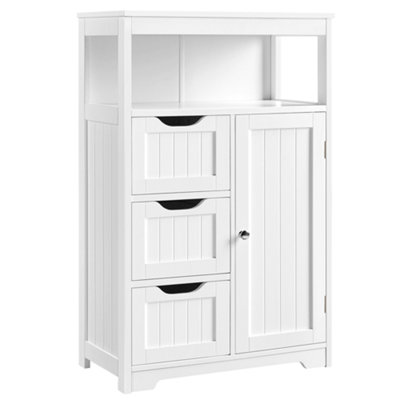 Yaheetech White Bathroom Floor Cabinet Storage Organizer w/ Drawers and Shelves