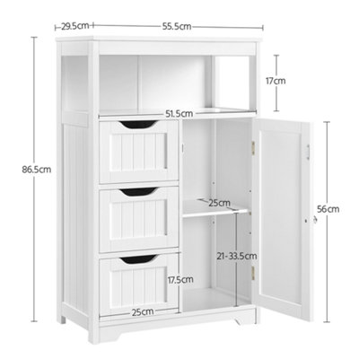 Yaheetech White Bathroom Floor Cabinet Storage Organizer w/ Drawers and Shelves
