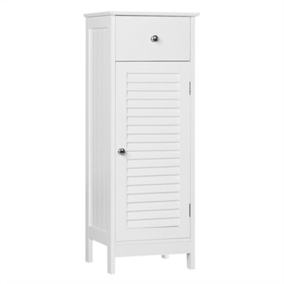 Yaheetech White Bathroom Floor Storage Cabinet with Drawer and Single Shutter Door