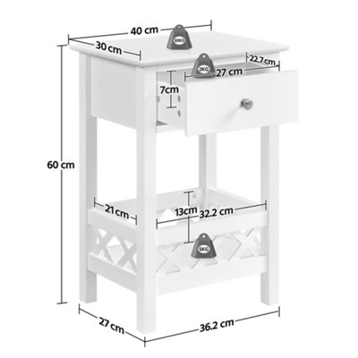 Yaheetech White Bedside Table 2-Tier End Table with 1 Drawer and 1 Shelf