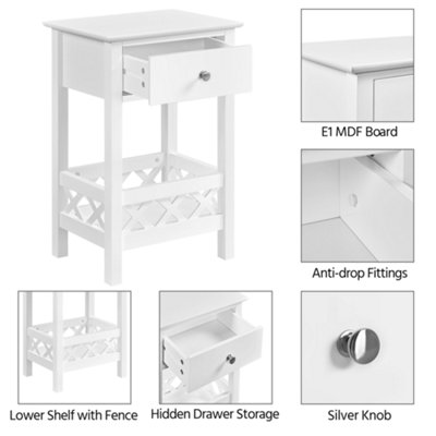 Yaheetech White Bedside Table 2-Tier End Table with 1 Drawer and 1 Shelf