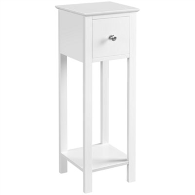 Yaheetech White Bedside Table Minimalist Slim End Table with Storage Drawer
