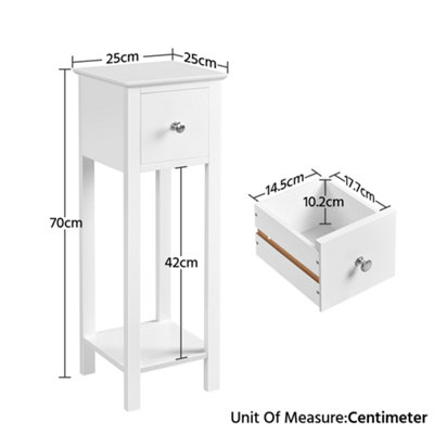 Yaheetech White Bedside Table Minimalist Slim End Table with Storage Drawer