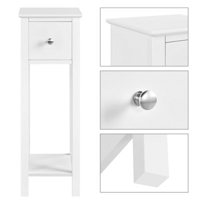 Yaheetech White Bedside Table Minimalist Slim End Table with Storage Drawer