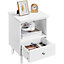 Yaheetech White Bedside Table Nightstand with Pull Out Tray, Drawer, Shelf