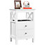 Yaheetech White Bedside Table with 2 Drawers & 1 Open Storage Shelf