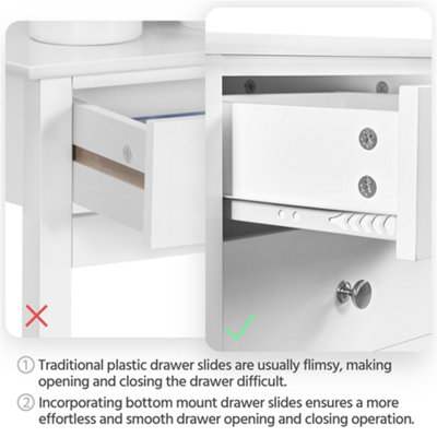 Yaheetech White Bedside Table X Shape Nightstand with 2 Drawers 1 Shelf