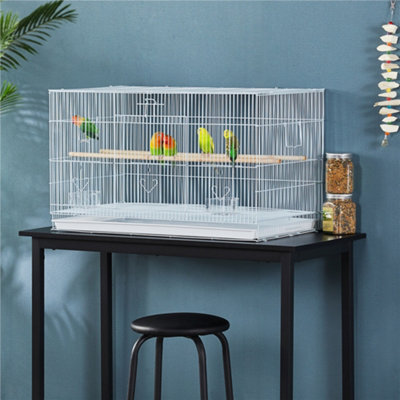 Yaheetech White Bird Cage Flight Cage Extra Space w/ Slide-out Tray and Wood Perches