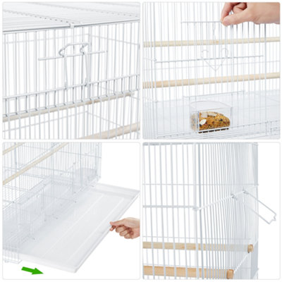 Yaheetech White Bird Cage Flight Cage Extra Space w/ Slide-out Tray and Wood Perches