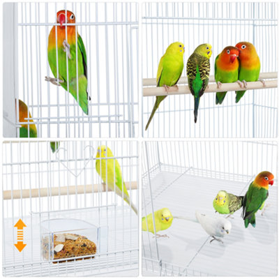 Yaheetech White Bird Cage Flight Cage Extra Space w/ Slide-out Tray and Wood Perches - 5