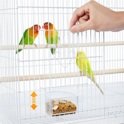 Curated visual reference: Fine Handled Round Perch Bird Flight Cage Reference: Yaheetech White Bird Cage Flight Cage Extra Space W Slide