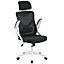 Yaheetech White/Black High Back Mesh Office Chair with Headrest and Armrest