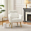 Yaheetech White Boucle Barrel Accent Chair with Adjustable Headrest