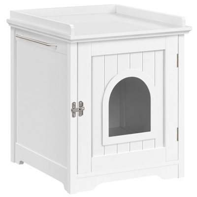 Yaheetech White Cat Litter Box Furniture Enclosure