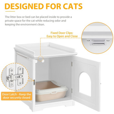Yaheetech White Cat Litter Box Furniture Enclosure - 5