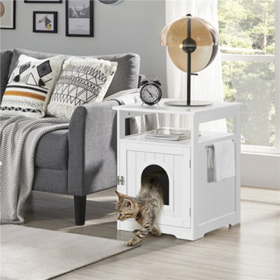 Yaheetech White Decorative Cat Litter Box Furniture for Indoor Use DIY at B Q