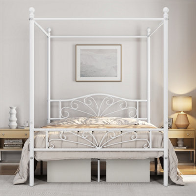 White canopy store bed with headboard