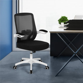 Yaheetech White Ergonomic Mesh Office Chair with Flip-up Armrests