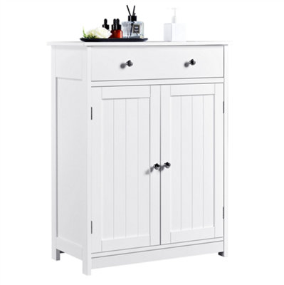 Yaheetech White Free-Standing Bathroom Cabinet with Adjustable Shelf (H)80cm (W)60cm