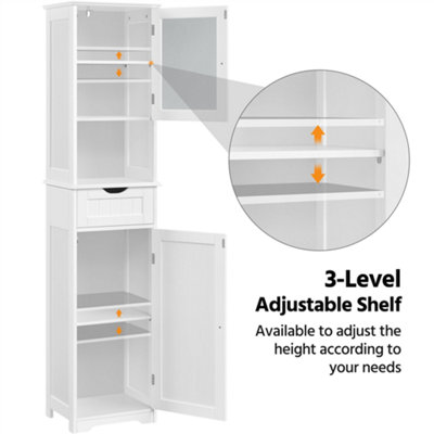Yaheetech White Freestanding Bathroom Storage Cabinet with Door 1.7m Height