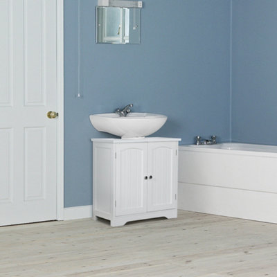 Yaheetech White Freestanding Bathroom Under Sink Cabinet | DIY at B&Q