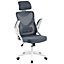 Yaheetech White/Grey High Back Mesh Office Chair with Headrest and Armrest