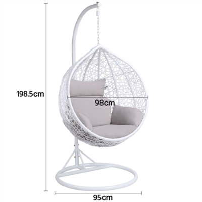Yaheetech White Hanging Swing Chair with Cushion Garden Patio Rattan Hammock Chair - 4