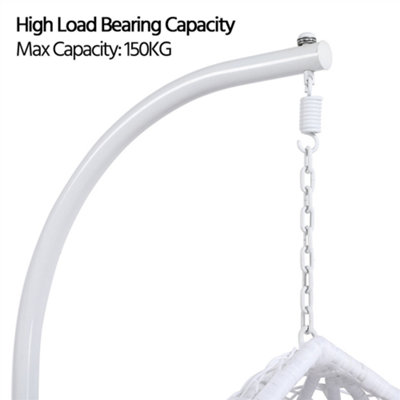 Yaheetech White Hanging Swing Chair with Cushion Garden Patio Rattan Hammock Chair - 5