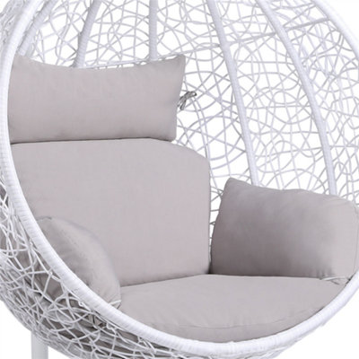 Yaheetech White Hanging Swing Chair with Cushion Garden Patio Rattan Hammock Chair - 6
