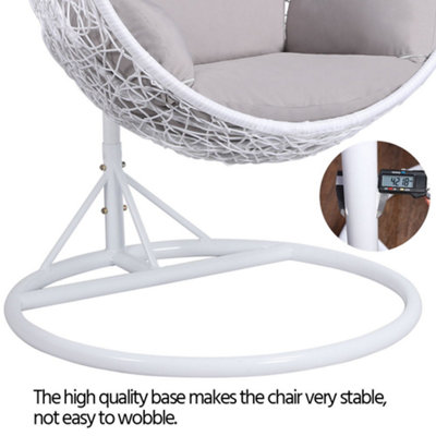 Yaheetech White Hanging Swing Chair with Cushion Garden Patio Rattan Hammock Chair - 7