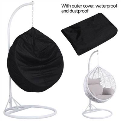 Yaheetech White Hanging Swing Chair with Cushion Garden Patio Rattan Hammock Chair - 8