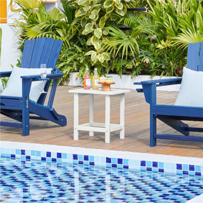 Yaheetech White HDPE Adirondack Side Table for Beach Porch Patio Poolside