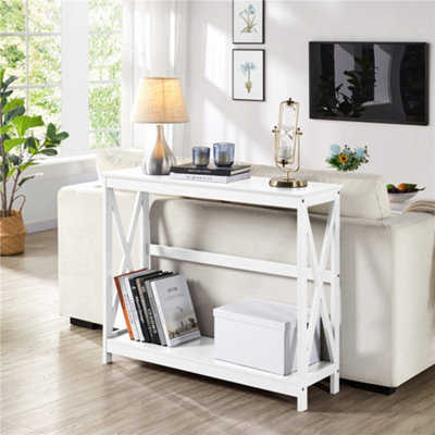 Yaheetech White Industrial Entryway Table for Living Room