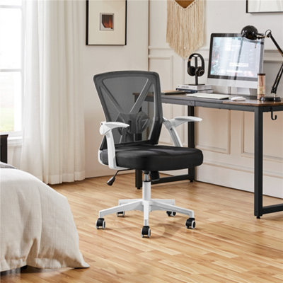 Yaheetech White Mesh Office Chair with Flip-up Armrests