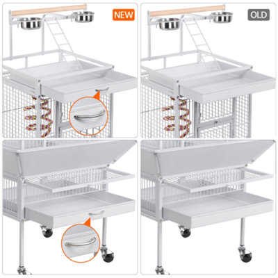 Yaheetech White Metal Bird Cage with Playtop and Casters - 5