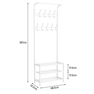 Yaheetech White Metal Hall Tree with Shoe Storage - 3