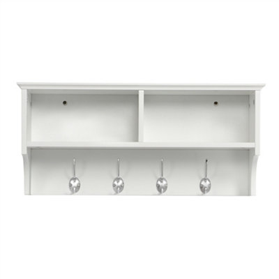 Yaheetech White Metal Hallway Coat Hook and Storage Unit