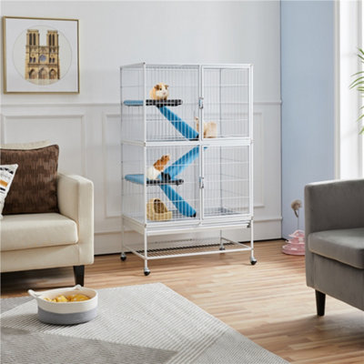 Yaheetech White Metal Rolling Small Animal Cage with Platforms - Small Round Platform Cage Build