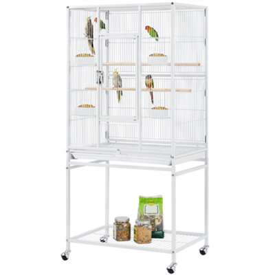 Yaheetech White Mobile Metal Bird Cage w/ Detachable Stand Large