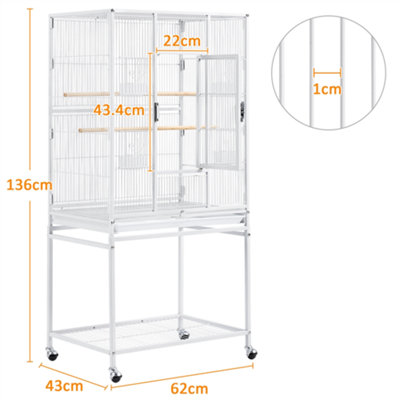 Yaheetech White Mobile Metal Bird Cage w/ Detachable Stand Large - 3