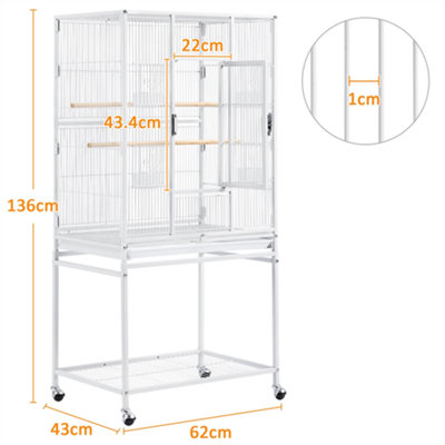 Yaheetech White Mobile Metal Bird Cage w/ Detachable Stand Large
