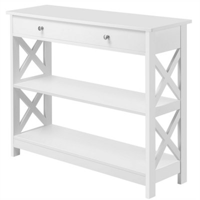 Yaheetech White Modern Console Table with 2 Open Shelves